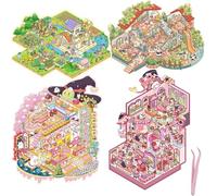 4 Sets Grand Autocollant De Scène, 3D House Stickers, Diy Amusant House Stickers, Qui Soulage Le Stress Et Améliore La Concentration, Fun Stickers Jeux, pour Enfants/Adultes, Avec Pincette