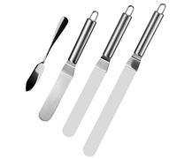 4 Spatule Patisserie Anglées,en Acier Inoxydable, Spatule décorative pour le glaçage du gâteau, des Cupcakes et des pâtisseries
