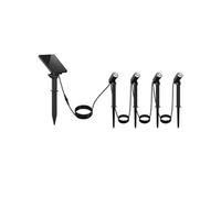 Lumisky Lot de 4 Spots Solaires LED Blanc Chaud avec Panneau Solaire déporté MINI ROUNDY - A piquer au sol ou à fixer au mur