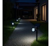 Lumisky Lot de 4 spots solaires projecteurs 2en1 à piquer ou à fixer éclairage puissant dimmable LED blanc SPIKY H42cm