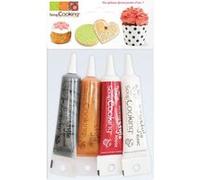 4 stylos de glaçage or, argent, blanc et rouge G