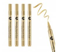 4 Stylos Peinture Acrylique Dorés pour Pierres Tombales Dessin 1-3mm Pointe | Écriture Douce et Séchage Rapide Feutre Acrylique Doré sur Carte, Roche, Bois, Verre, Plastique, Tissu