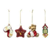Feeric Lights & Christmas – Sujets Noël verre Premier Noël à suspendre – kit x4 Rouge, Vert, Doré