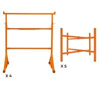 4 supports de travail et 5 supports pour planches à mortier, hauteur 500 mm