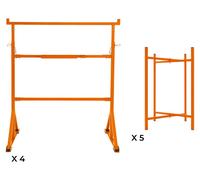 4 supports de travail et 5 supports pour planches à mortier, hauteur 750 mm