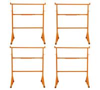 4 Supports Tréteaux de Maçon Chantier en Acier Portable Table Établi de Travail Hauteur Réglable 105,5 à 185,5 cm Pieds Antidérapants Capacité de Poids 200 kg [Crochets & Plateau Porte-Outils INCLUS]