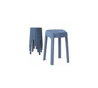 4 Tabourets Gigognes empilables BM HOME TAB-BLEU-FONCE en plastique, légers pour la maison salle de classe, cuisine, jardin