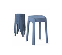 4 Tabourets Gigognes empilables BM HOME TAB-BLEU-FONCE en plastique, légers pour la maison salle de uisine, jardin