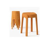 4 Tabourets Gigognes empilables BM Home Tab-Orange en Plastique, légers pour la Maison, Salle de uisine, Jardin