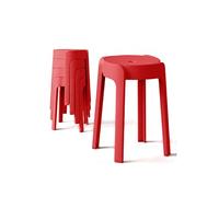 4 Tabourets Gigognes empilables BM Home Tab-Rouge en Plastique, légers pour la Maison, Salle de Classe, Cuisine, Jardin