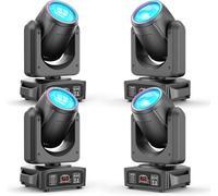 4 unités 150W Lyre LED Projecteur Éclairage DJ de Scène à Tête Mobile 18 Prismes Rotatifs 8 Gobos avec Modes DMX512 Maître-Esclave et Activation Sonore pour Fête de Mariage, Activités de L'auditorium