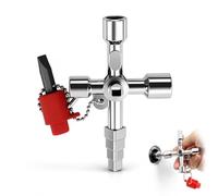 4 Voies Clé Multifonction Clé Triangle Universelle en Alliage de Zinc roisée pour Armoire Électrique, Coffret Technique, Compteur Eau Gaz Électricité, Ascenseur, Outil Compact et Résistant