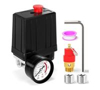 4-Way Air Compressor Pressure Switch Kit, 1/4" NPT, 90-120 PSI, 110V-240V, with Safety Valve