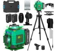4 x 360° Niveau laser avec Trépied - Niveau Laser 4D 16 Lignes Auto-nivelant,3600mAh Piles,Laser Chantier Vert Étanche et Anti-poussière,avec Télécommande,pour Chantier de Construction,Intérieur