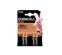 Pile alcaline LR03 AAA AM4 1,5V DURACELL Plus Power Duralock Blister de 4 piles