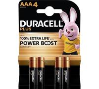 4 x Duracell AAA Plus Power Boost jusqu'à 100 % de durée supplémentaire (1 ampoule de 4 batteries) 4 piles mini stylet (LR03/MN2400)