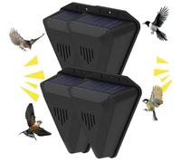 4 x Éclairage solaire pour éloigner les oiseaux, 2026 Nouvelle dissuasion étanche anti-pigeons pour extérieur avec son, lumière, alarme, effrayeur d'oiseaux, bruit, claquement pour extérieur, jardin