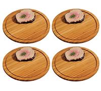 4 x Kesper Assiette De Viande En Bambou Ø 30 cm Hauteur 1,3 cm Bois Plat Bois Assiettes