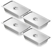 4 x poêles d'hôtel Gastronorm récipients en acier inoxydable 530x326x107mm 13,9L couvercle