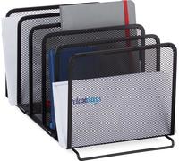 4 x porte-revues, porte-revues sur pied en métal, 5 compartiments, design en maille, dimensions : 18,5 x 20,5 x 37,5 cm, noir