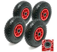 4 X Roue de Chariot / Diable Increvable 3.00-4 (260x85) 160Kg Ø 20mm