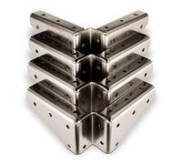 4 x SO-TECH® Équerres Ferrures Acier nickelé 125 x 125 x 54 mm avec Trous de Vissage Latéraux