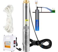 "4-Zoll Tiefbrunnenpumpe 370 W - Pompe de puits 110 L/min - Pompe immergée hauteur de refoulement max 44 m - Pompe tubulaire 230 V 50 Hz - Pompe à sable inox - Pompe à eau 0-40°C"