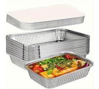 40/20/10/1 Set de plats de cuisson en feuille d'aluminium avec couvercles, contenants en aluminium pour barbecue en plein air (7,28 po X 5,31 po), contenants alimentaires jetables, plateaux de cuisson