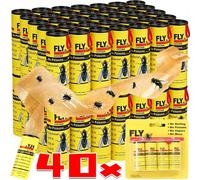 40/4 pièces Ruban adhésif double face pour mouches, bande de papier auto-adhésive forte pour attraper les insectes volants, les moustiques, les pièges à insectes, les pièges à mouches 40Roll (10Boxes)