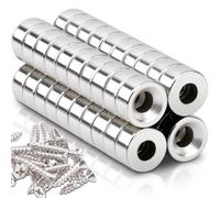 40 aimants en néodyme avec trou, 10 x 5 mm, aimants puissants, alésage fraisé de 4 mm, petits aimants puissants pour tableaux magnétiques, placards de cuisine, réfrigérateurs, tableaux d'affichage, ta