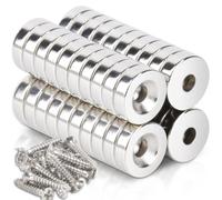 40 aimants néodyme puissants avec un trou de 10 x 3 mm, plats, petits, aimants à vis puissants, aimants ronds à vis pour tableaux magnétiques, réfrigérateurs, cuisines et bureaux