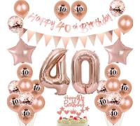 40 ans anniversaire décoration femme, bannière or rose 40 ans anniversaire guirlande 40 ans anniversaire femme ballons 40 ans anniversaire décoration gâteau 40 ans anniversaire 40 ans femme ballon