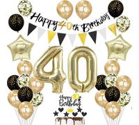 40 ans Anniversaire Décoration homme femme, Noir Bannière 40 ans Anniversaire Guirlande Déco 40 ans Anniversaire femme Or Ballons 40 ans Anniversaire Décoration gâteau 40 ans Anniversaire homme
