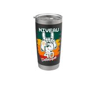 40 Ans Gamer Humour Niveau Débloqué Anniversaire Gobelet isotherme en acier inoxydable double paroi