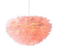 40 cm / 15,9 po Suspension en plumes roses et blanches, abat-jour tissé à la main, luminaire romantique pour salon et chambre