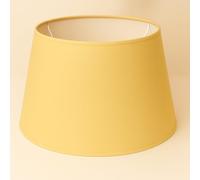 40 cm Abat-jour, Cône, Tissu en Coton avec dos en PVC blanc, Produit fait main, pour Lampe de table, Lampadaire (Jaune)