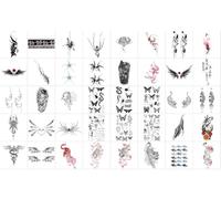 40 feuilles Tatouages Éphémères Jetables Pour Hommes Et Femmes : Ailes D’Épines, Tigre Féroce, Papillon, Petits Dessins Au Trait, Pour Les Doigts, La Taille Et L’Abdomen.