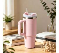 40 oz Gobelet isotherme en acier inoxydable avec paille, mug de voyage rose sous vide, tasse thermique à double paroi, bouteille d'eau réutilisable étanche, idéal pour les femmes et les filles, garde