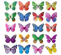40 Papillons Colorés Décoratifs avec Pince 12cm Double Papillons Décoratifs | Papillon Artificiel Dansant Dans le Vent, Papillon 3d avec Clip pour Décoration de Chambre d'enfant