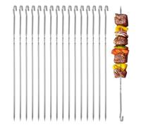 40 Pièces Brochette Barbecue en Acier Inoxydable, 30 cm Pique a Brochette | Brochettes Plates en Métal, Brochettes à Viande Réutilisables pour Légumes, Guimauves, Camping, Feu de Camp
