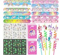 40 Pièces De Cadeaux De Fête Licorne,Kit D'anniversaire Licorne Enfant Avec 8 Pailles Licorne,12 Bracelets À Pression,10 Sacs Cadeaux Et 10 Tatouages Enfants,Cadeaux D'anniversaire Licorne Enfant