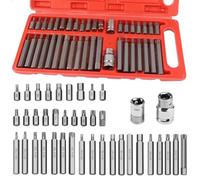40 Pièces Hexagonal Douille Torx Kit, Professionnel Douille Torx Male avec Coffret, D'entraînement Adaptateur 3/8 1/2 Pouces, pour la Réparation Automobile