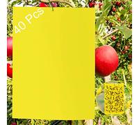 40 Pièces Pièges à Insectes,Anti Moucheron Plante,Jaunes piège à Mouches | Pieges Collants Double Face,Autocollants piège à Mouches pour Moustiques, Pucerons,Nématodes,Chenilles,Aleurodes,20 x 15CM