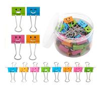 40 Pièces Pince Document Couleur,19 Mm Sourire Pinces À Documents Multicolores,Pince À Dessin Réutilisable,Multifonctionnel Pince À Dessin,Binder Clips Pour Fournitures De Bureau, Décoration Photo