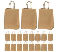 40 Pièces Sac Papier Kraft avec Poignée 21 x 15 x 8cm Pochette Cadeau Brun Sacs d'emballage en Papier Kraft