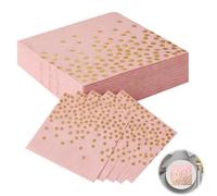 40 Pièces Serviettes, Papier anniversaire serviettes en papier rose et dorées Serviette de Table rose et Dorées en Papiers Pois accessoires pour Fête d'Anniversaire