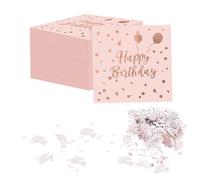 40 Pièces Serviettes Papier Joyeux Anniversaire Blanc Garçons Filles | fête, table décor, trente trois cm, qualité supérieure, absorption rapide, usage unique, festive élégante, neutre