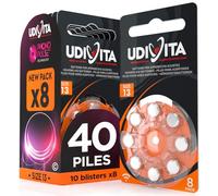 40 Piles Auditives 13 Udivita Taille PR48 Orange ZincAir Hearing Evolution | 5 Blisters de 8 Piles, avec Technologie Phono Pulse