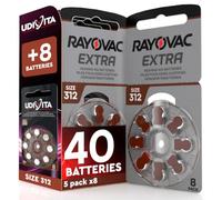 40 Piles pour appareils auditifs 312 Rayovac Extra + 8 Piles Udivita