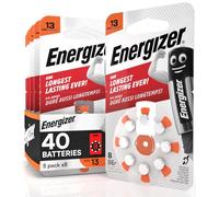 40 Piles Uditives Orange Taille 13 Energizer pour Appareils Auditiques | Sans Mercure - 5 Paquets de 8 Pile
